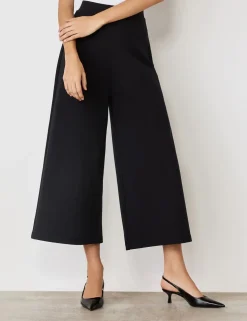 Jersey Wide Leg Cropped Trousers