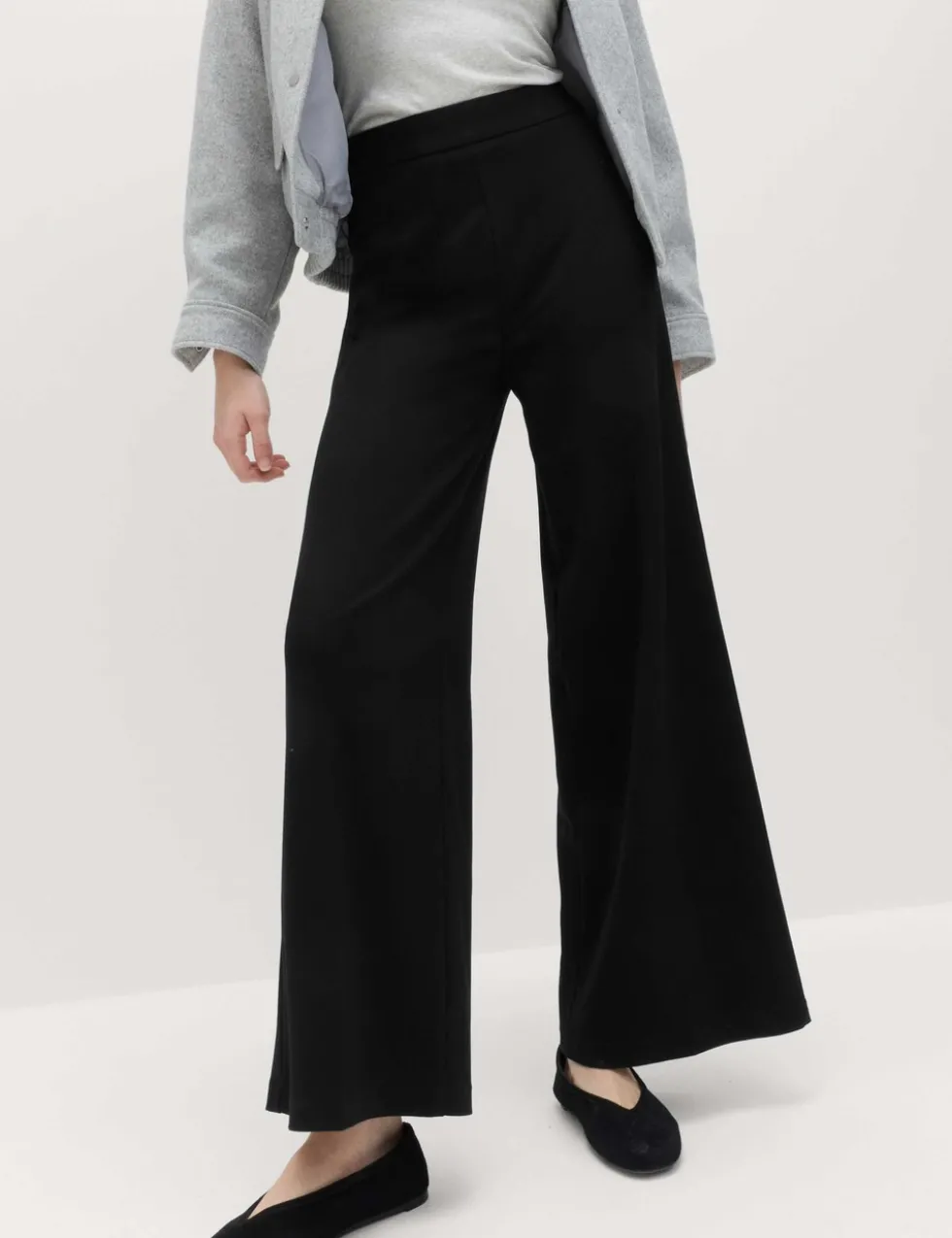 Jersey Wide Leg Trousers with Stretch