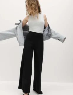 Jersey Wide Leg Trousers with Stretch