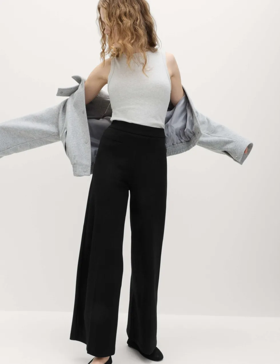Jersey Wide Leg Trousers with Stretch