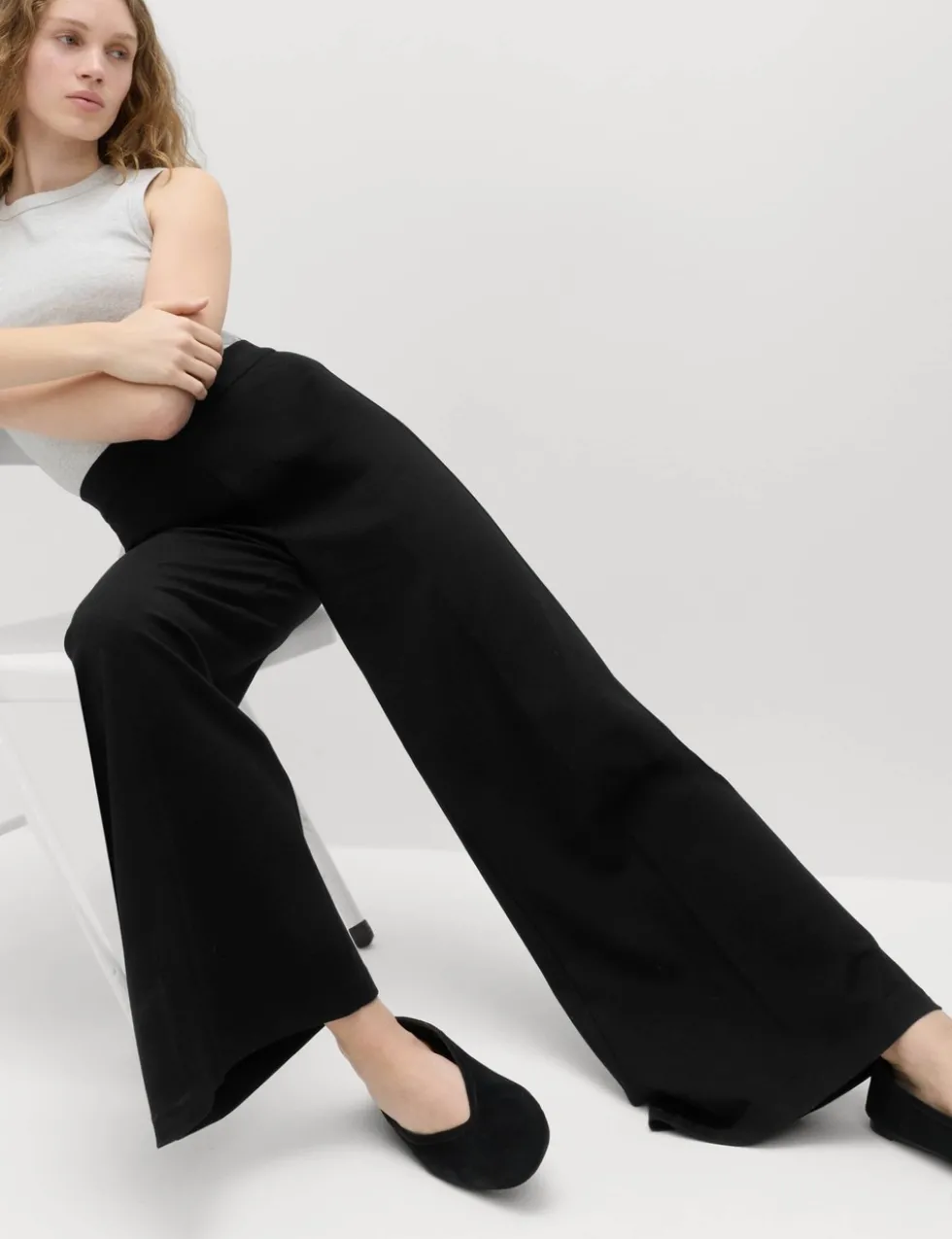 Jersey Wide Leg Trousers with Stretch