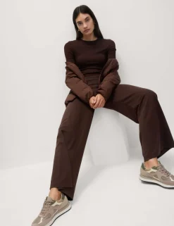Jersey Wide Leg Trousers with Stretch