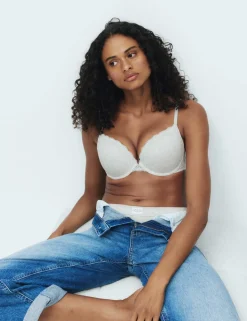 Juni Cotton Rib Wired Push-Up Plunge Bra (A-E)
