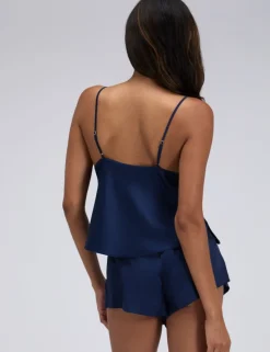 Kaya Satin Lace Trim Shortie Set
