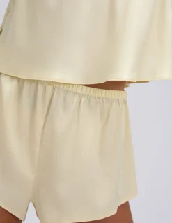 Kaya Satin Lace Trim Shortie Set