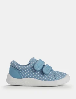 Kids' Canvas Polka Dot Riptape Trainers (3 Small - 7 Small)