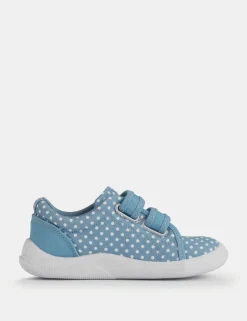 Kids' Canvas Polka Dot Riptape Trainers (3 Small - 7 Small)