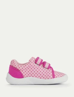 Kids' Canvas Polka Dot Riptape Trainers (3 Small - 7 Small)