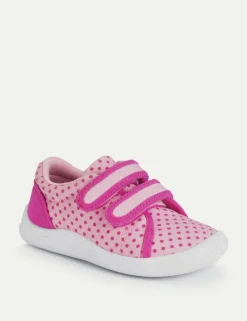 Kids' Canvas Polka Dot Riptape Trainers (3 Small - 7 Small)