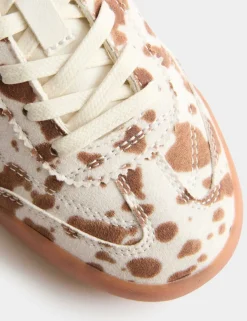 Kids' Cow Print Slim Sole Trainers (3 Large - 7 Large)