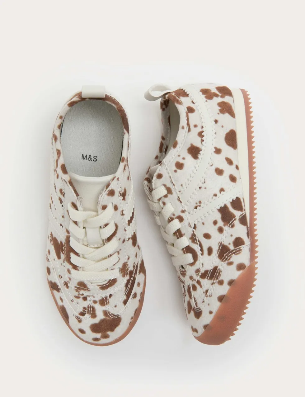 Kids' Cow Print Slim Sole Trainers (4 Small - 2 Large)