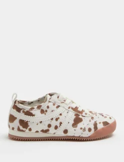 Kids' Cow Print Slim Sole Trainers (4 Small - 2 Large)