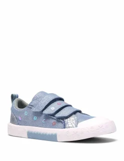 Kids' Denim Canvas Riptape Trainers (7 Small-9½ Small)