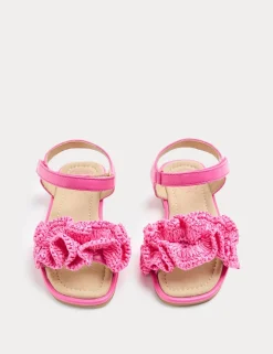 Kids Frill Strap Raffia Sandals (4 Small - 2 Large)