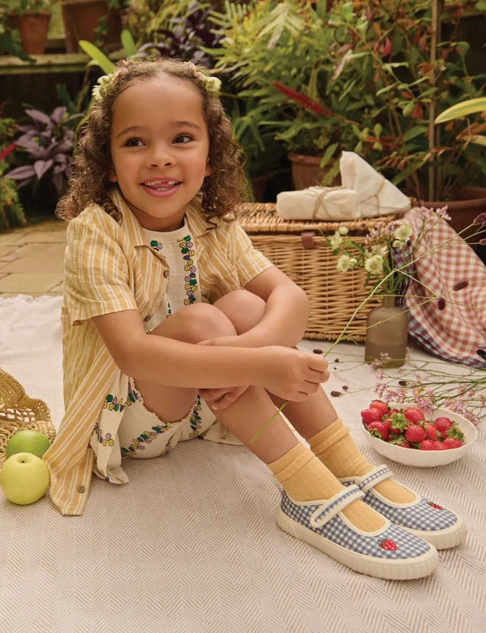 Kids' Gingham Riptape Mary Jane Shoes (6 Small-1 1/2 Large)
