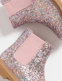 Kids' Glitter Chelsea Boots (4 Small - 2 Large)