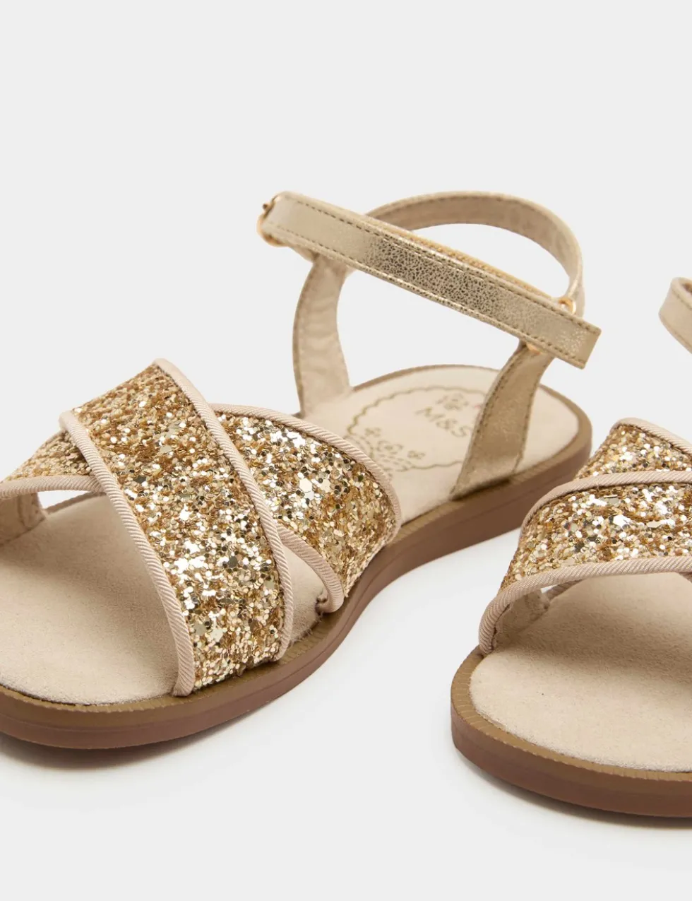 Kids' Glitter Cross Strap Sandals (4 Small-2 Large)