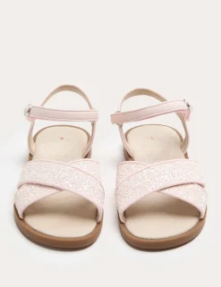 Kids' Glitter Cross Strap Sandals (4 Small-2 Large)