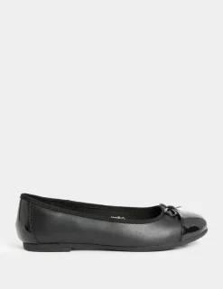 Kids' Leather Bow Ballet School Shoes (13 Small - 7 Large)