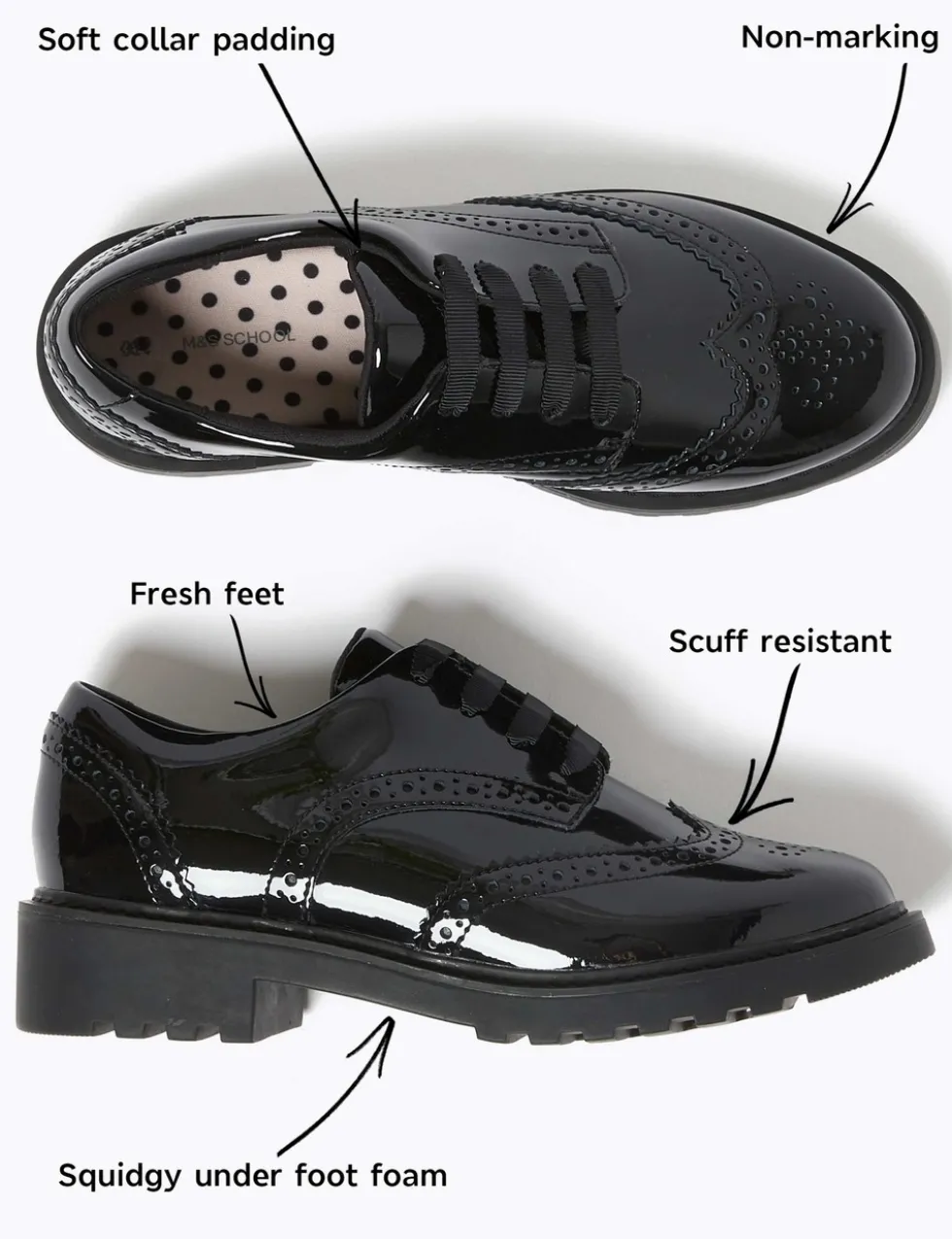 Kids' Leather Brogue School Shoes (13 Small - 7 Large)
