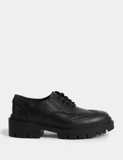 Kids' Leather Chunky Brogue School Shoes (13 Small - 7 Large)
