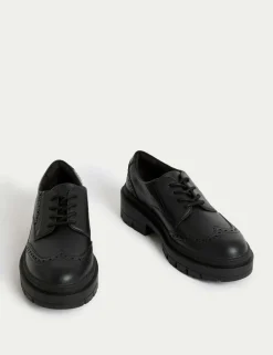 Kids' Leather Chunky Brogue School Shoes (13 Small - 7 Large)