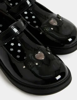 Kids' Leather Heart Riptape School Shoes (8 Small-2 Large)
