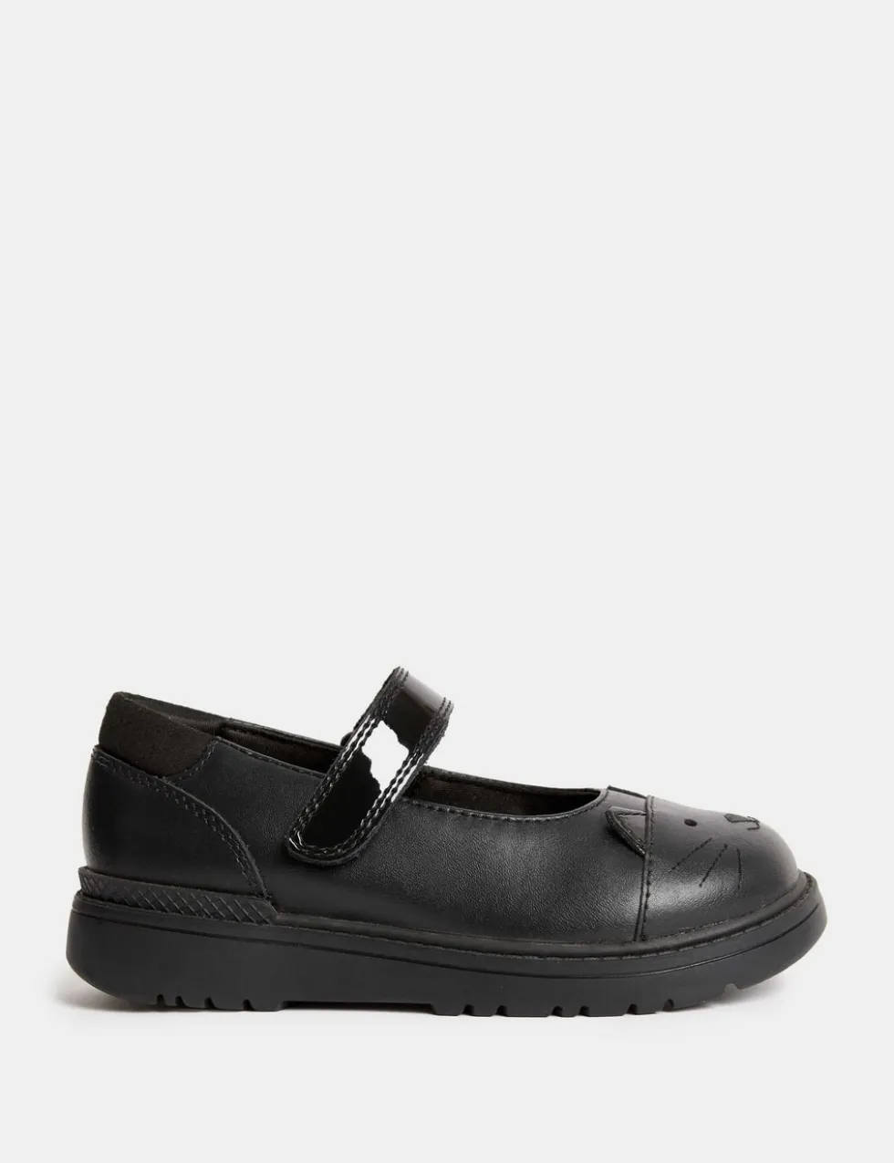 Kids' Leather Mary Jane Cat School Shoes (8 Small - 2 Large)