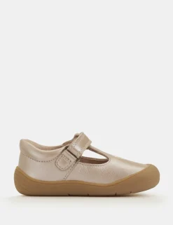 Kids' Leather Metallic T Bar Shoes (3 Small - 7 Small)