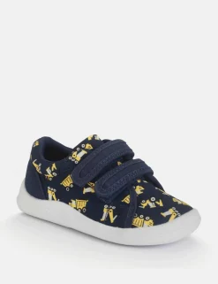 Kids' Leather Patterned Riptape Trainers (3 Small - 7 Small)