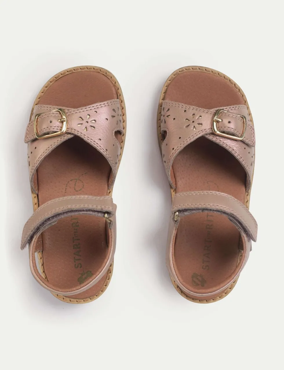 Kids' Leather Pearlised Riptape Sandals (7 Small-13½ Small)