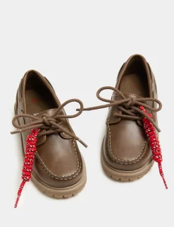Kids Leather Plain Boat Shoes (10 Small-4 Large)