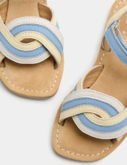 Kids' Leather Rainbow Strap Sandals (4 Small-2 Large)