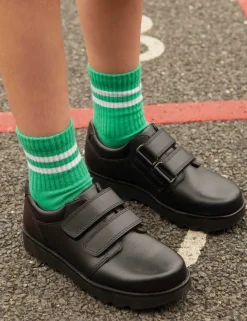 Kids' Leather Riptape School Shoes (9 Small - 3½ Large)