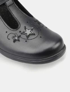Kids' Leather Riptape Star Schoolwear Shoes (9 Small - 2 Large)