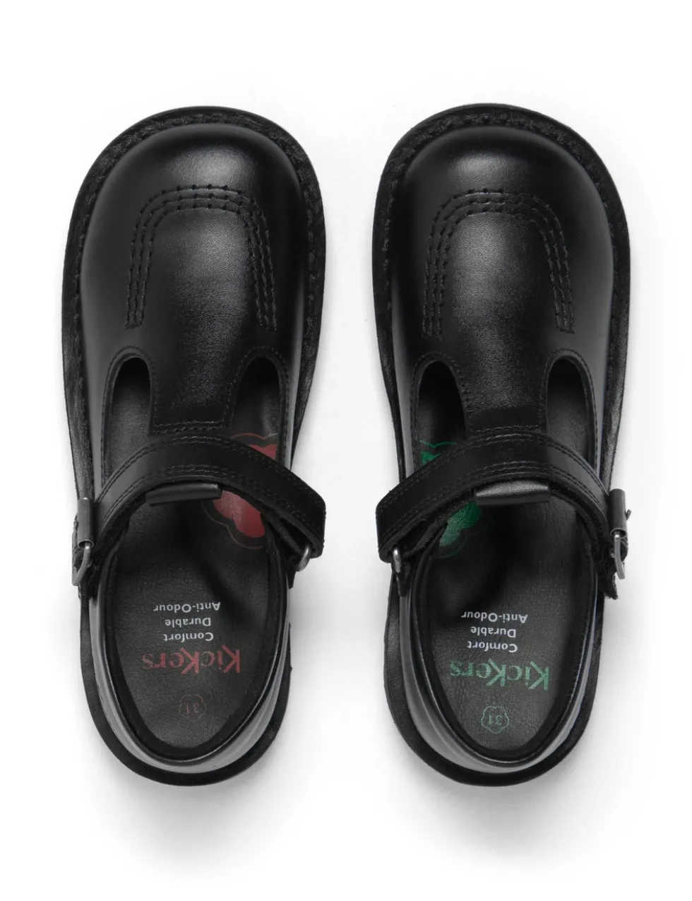 Kids' Leather Riptape T-Bar School Shoes (12½ Small - 2½ Large)