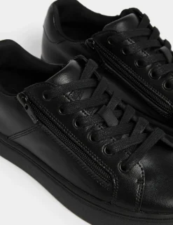 Kids' Leather Side Zip School Shoes (13 Small-9 Large)