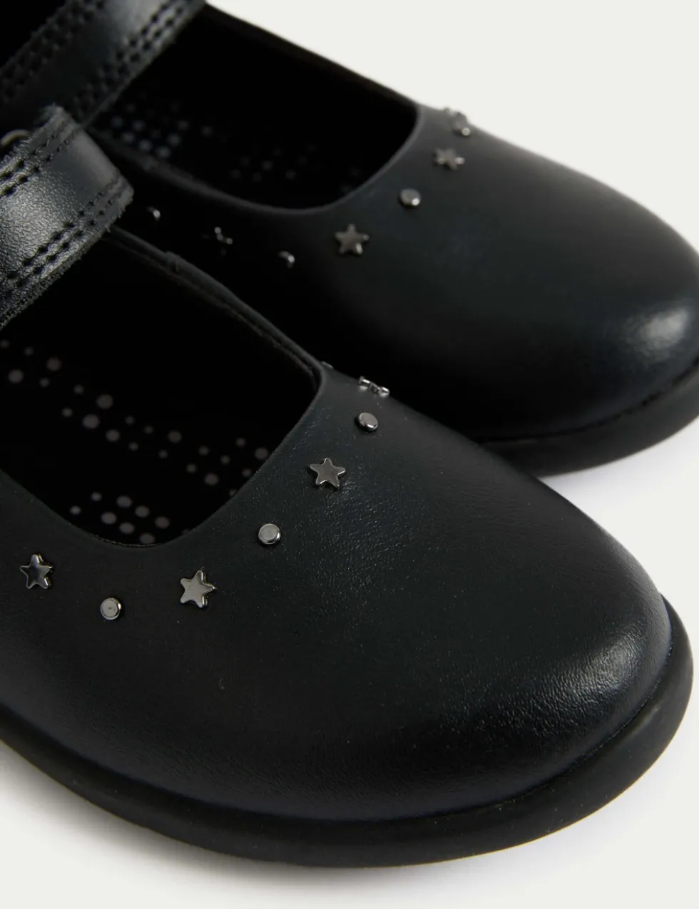 Kids' Leather Studded Riptape School Shoes (8 Small-2 Large)