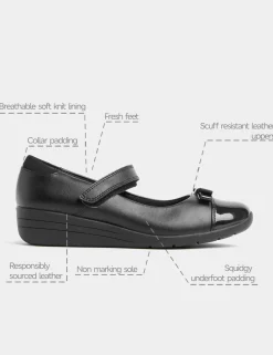 Kids' Leather Wedge Mary Jane School Shoes (2½ Large - 7 Large)