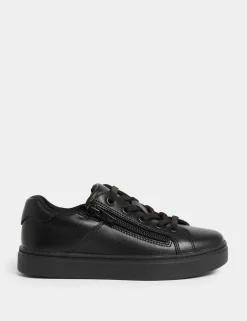 Kids' Leather Zip Fastening School Shoes (8 Small-2 Large)