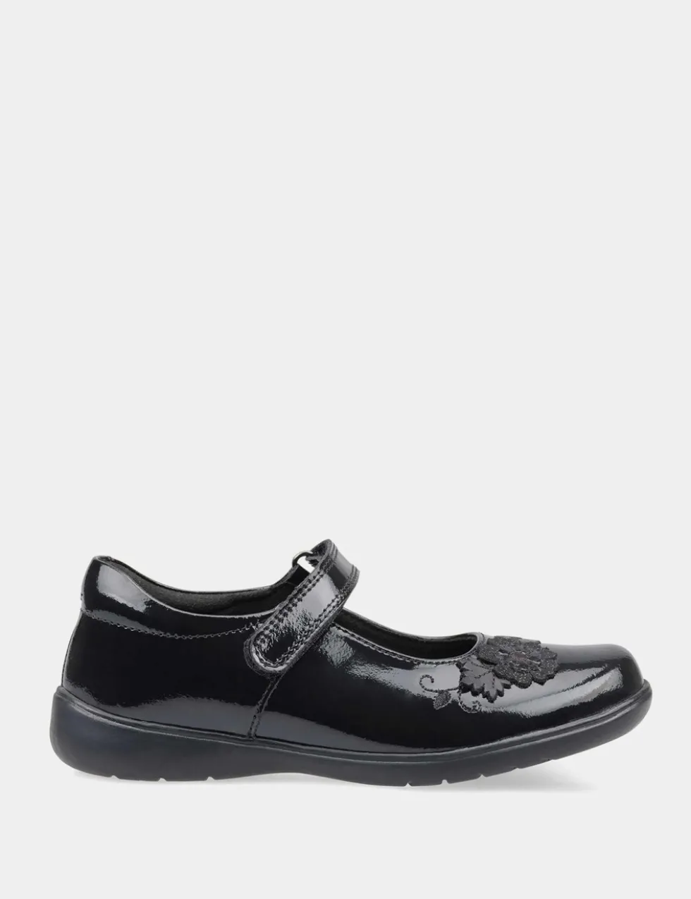Kids' Patent Leather Riptape School Shoes (9 Small - 3½ Large)