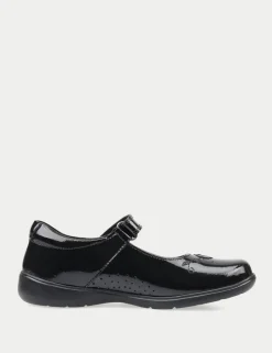 Kids' Patent Leather Riptape School Shoes (9 Small - 3½ Large)