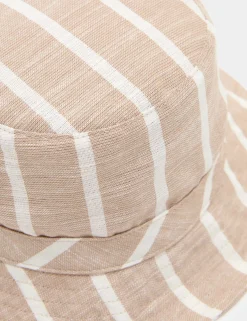 Kids' Pure Cotton Striped Bucket Hat (1-13 Yrs)