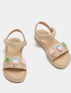Kids' Raffia Ice Cream Beaded Sandals (4 Small-2 Large)
