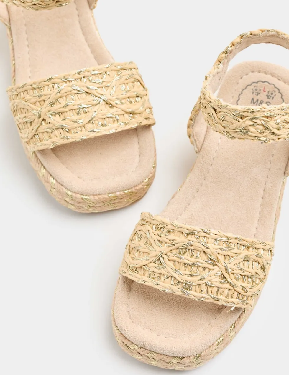Kids' Raffia Wedge Sandals (10 Small - 6 Large)