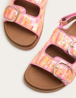 Kids' Sequin Buckle Footbed Sandals (4 Small-2 Large)