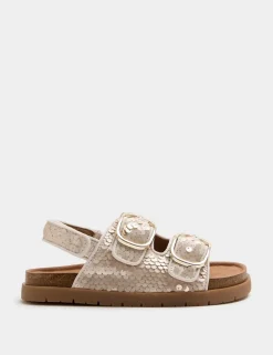 Kids' Sequin Buckle Footbed Sandals (4 Small-2 Large)