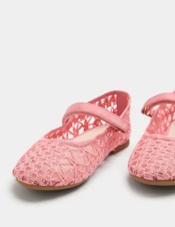 Kids' Stitched Mesh Ballet Pumps (4 Small-2 Large)