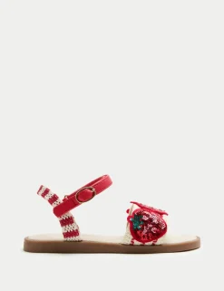 Kids' Strawberry Sequin Crochet Sandals (4 Small-2 Large)