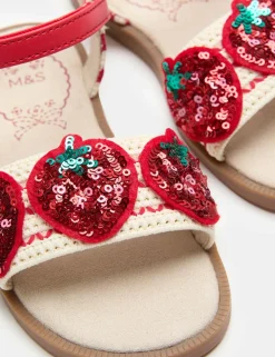 Kids' Strawberry Sequin Crochet Sandals (4 Small-2 Large)